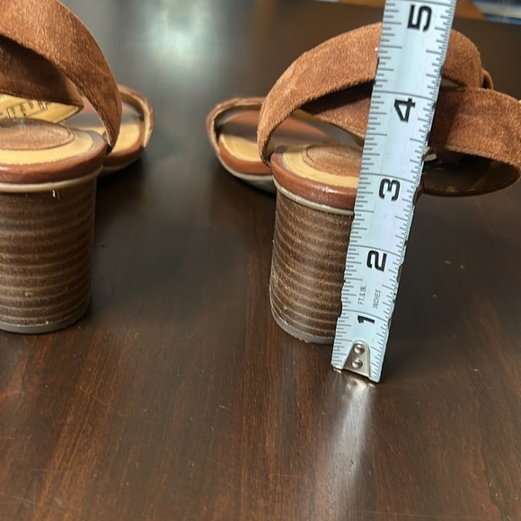 CLARKS Women's RALENE SHEEN Open Toe Sandals Stacked Heel Dark Tan Size 6.5 - Picture 9 of 17